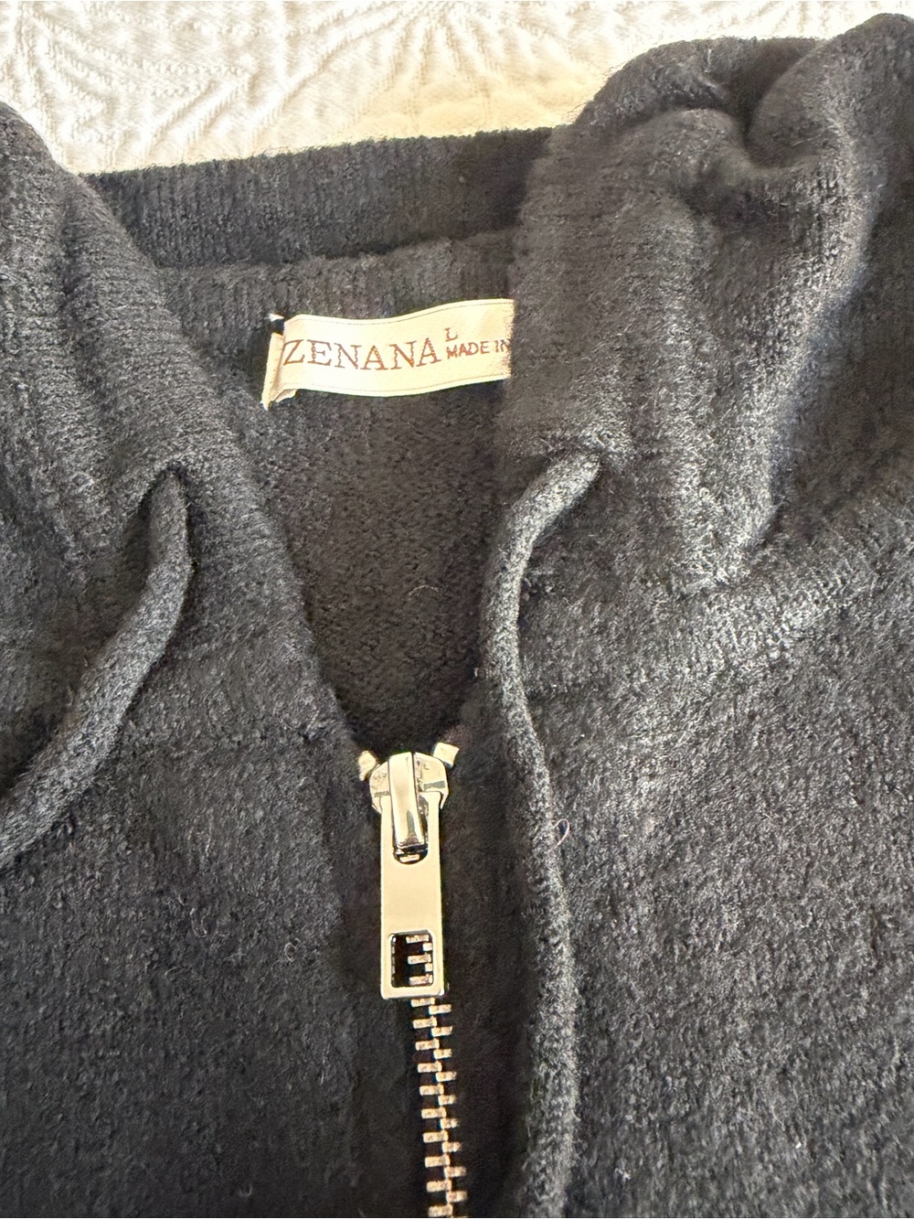 New Zenana Knit full-zip hoodie sweater Black size Large - Picture 5 of 8